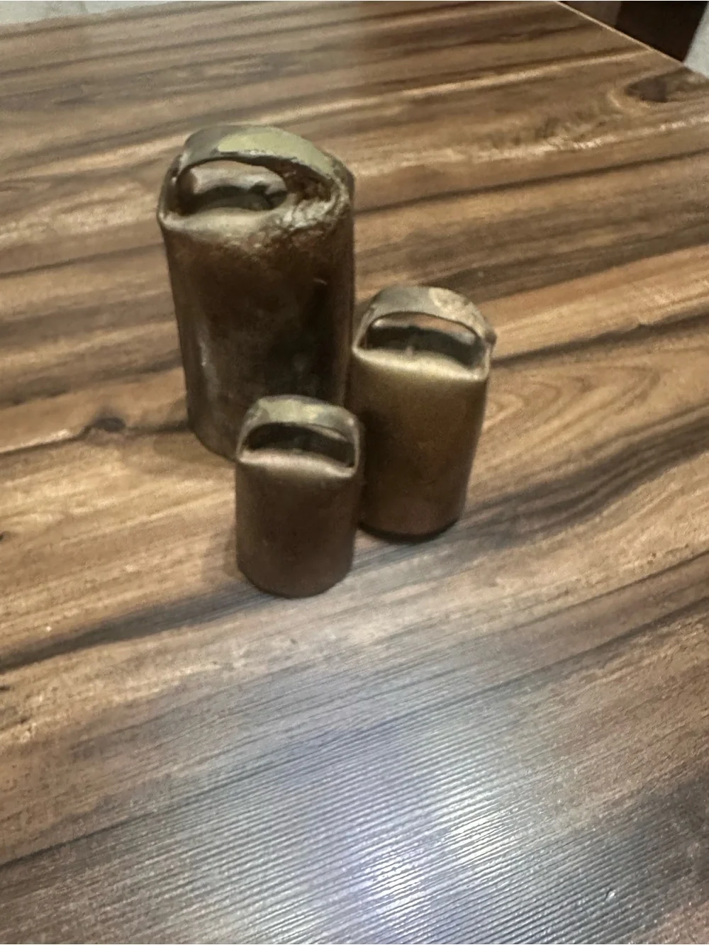 Decorative Metallic Cowbells - Set of 3, Bronze Finish